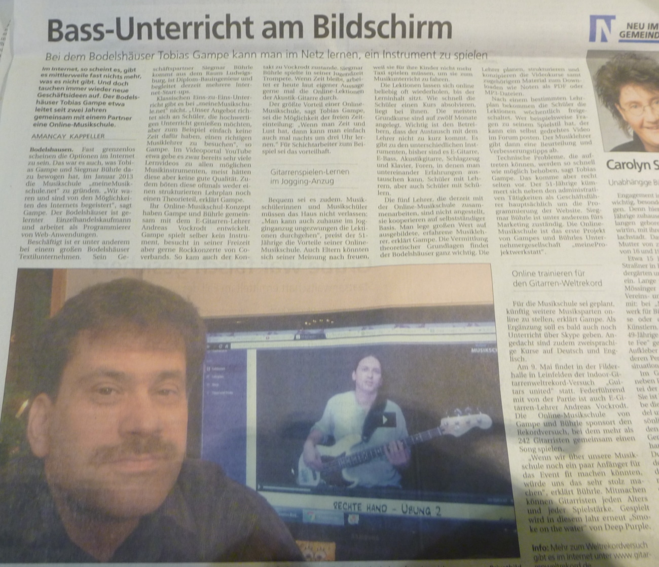 meineMusikschule.net in der Lokalpresse vom Schwäbischen Tagblatt